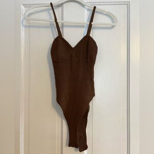 Brown Ribbed One Piece